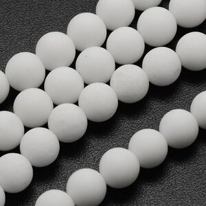 6MM‎ Frosted White Jade Beads-ONE Gemstone Bead Strand-Jewelry Supplies NWT